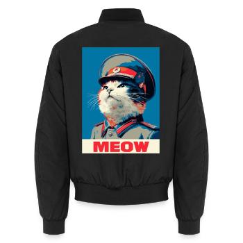 Pop Art Cat - Unisex Bomber Jacket - black - Back - AI Model Male 185 light (185cm)