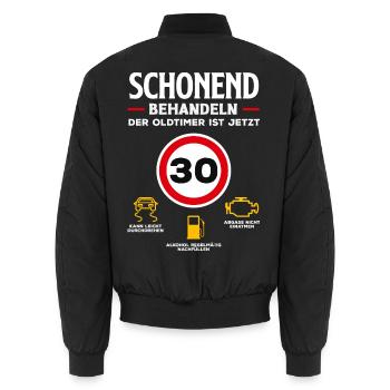 Oldtimer Jetzt 30 Geburtstag - Unisex Bomberjacke - Schwarz - Hinten - AI Model Male 185 light (185cm)