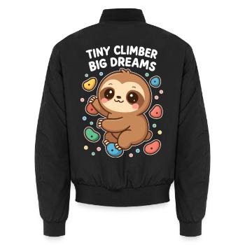 Kawaii Faultier Klettern - Tiny Climber Shirt - Unisex Bomberjacke - Schwarz - Hinten - AI Model Male 185 light (185cm)