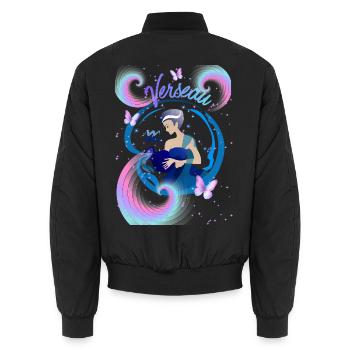 Aquarius Woman – Astrology Gift - Unisex Bomber Jacket - black - Back - AI Model Male 185 light (185cm)