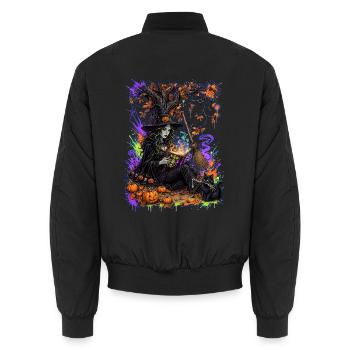 Hexen – Grimoire-Hexe - Unisex Bomberjacke - Schwarz - Hinten - AI Model Male 185 light (185cm)