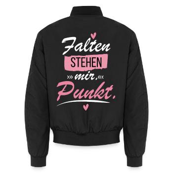 Falten stehen mir Punkt - Lustiger Spruch - Unisex Bomberjacke - Schwarz - Hinten - AI Model Male 185 light (185cm)