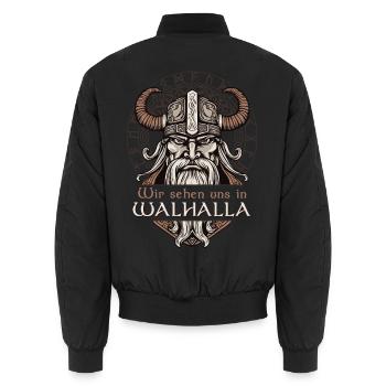 Wir sehen uns in Walhalla Wikinger Krieger - Unisex Bomberjacke - Schwarz - Hinten - AI Model Male 185 light (185cm)