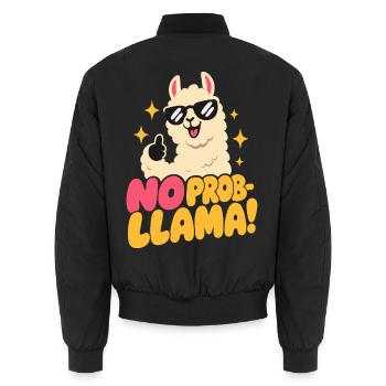 No Prob-Llama – Daumen hoch und Funkelsterne - Unisex Bomberjacke - Schwarz - Hinten - AI Model Male 185 light (185cm)