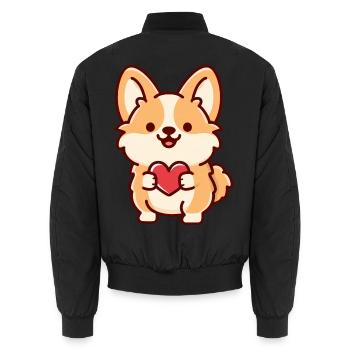 Süßer Corgi mit Herz - Unisex Bomberjacke - Schwarz - Hinten - AI Model Male 185 light (185cm)