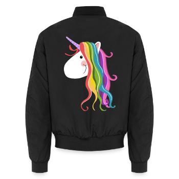 Süßes Einhorn - Einhörner - Unicorn - Unicorns - Unisex Bomberjacke - Schwarz - Hinten - AI Model Male 185 light (185cm)
