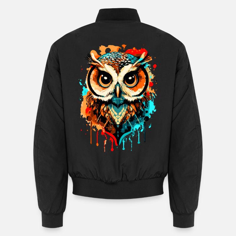 Eule Bunt - Nachteule - Schleiereule - Eulen Kauz Unisex Bomberjacke