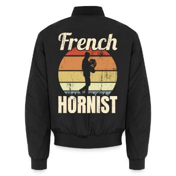 Waldhornist Vintage Look - Unisex Bomberjacke - Schwarz - Hinten - AI Model Male 185 light (185cm)