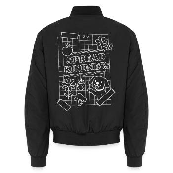 Spread Kindness (white) - Unisex Bomber Jacket - black - Back - AI Model Male 185 light (185cm)