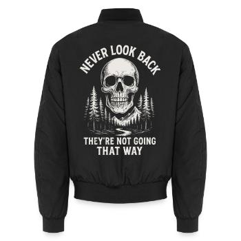 Skull Forest Never Back - Unisex Bomber Jacket - black - Back - AI Model Male 185 light (185cm)
