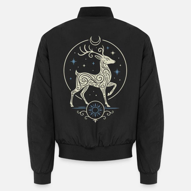 Cerf de Noël celtique avec soleil et lune Bomber unisexe