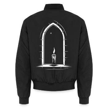 Imbolc candle in the window - Unisex Bomber Jacket - black - Back - AI Model Male 185 light (185cm)