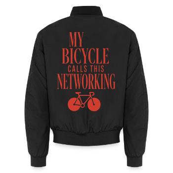 My Bicycle Calls This Networking - Unisex Bomberjacke - Schwarz - Hinten - AI Model Male 185 light (185cm)