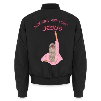 feines Mädchen, wir lieben Jesus - Unisex Bomberjacke - Schwarz - Hinten - AI Model Male 185 light (185cm)