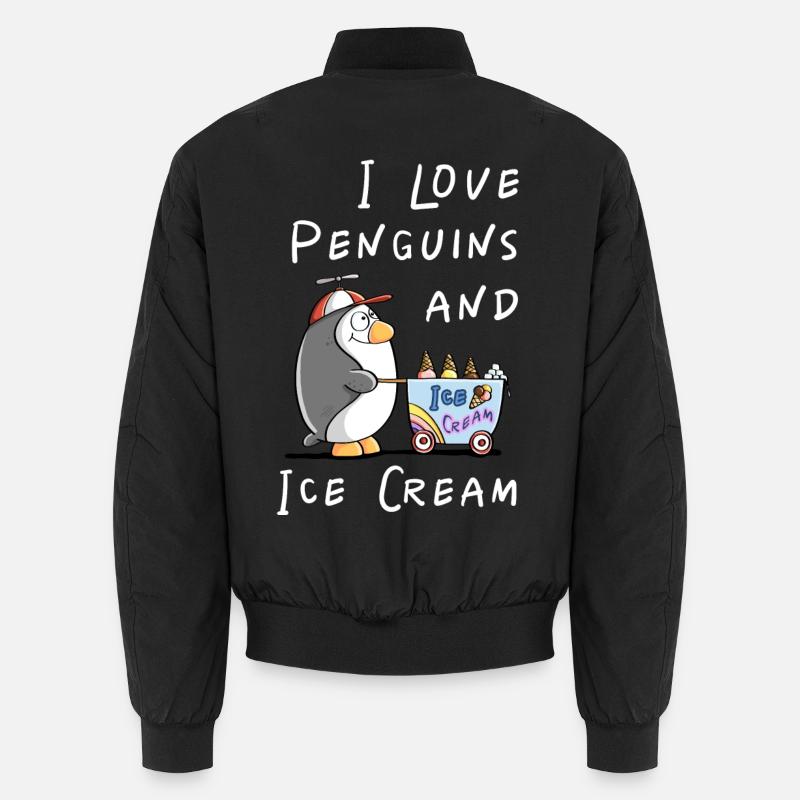 J’aime les pingouins et la crème glacée - Bande dessinée de crème glacée pingouin Bomber unisexe