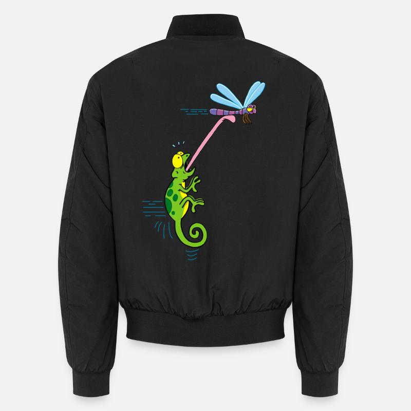 Chamäleon und Libellen Unisex Bomberjacke