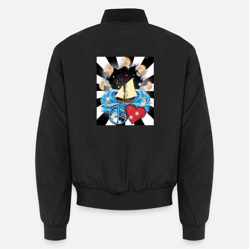 maritim Retro Segelschiff Peace Herz Herzen Unisex Bomberjacke