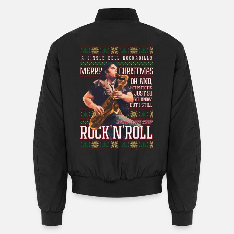 Rockabilly-Weihnachts-Rock'n'Roll-Hässlicher Weihnachtspullover - Unisex Bomberjacke - Schwarz