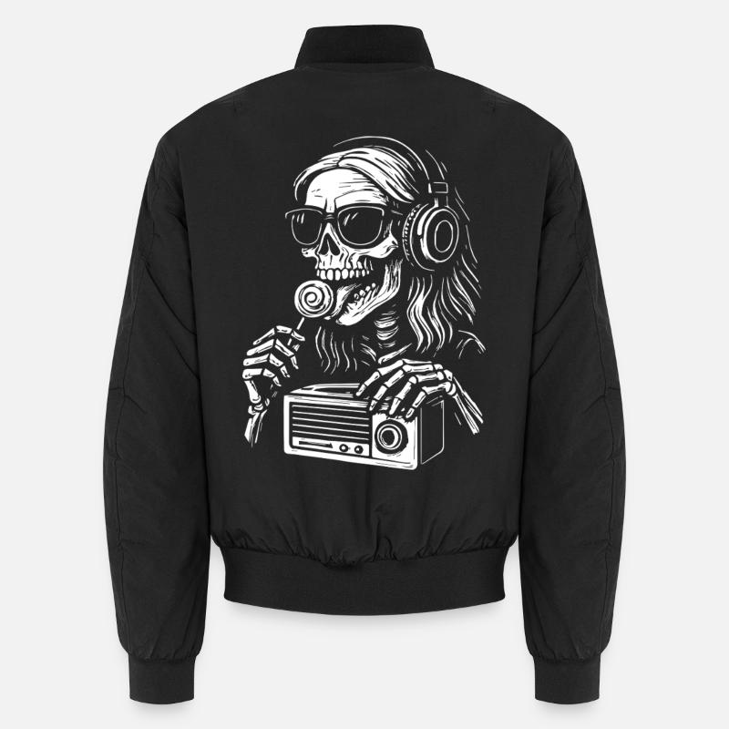 Skelett DJ mit Kopfhörern - Unisex Bomberjacke - Schwarz