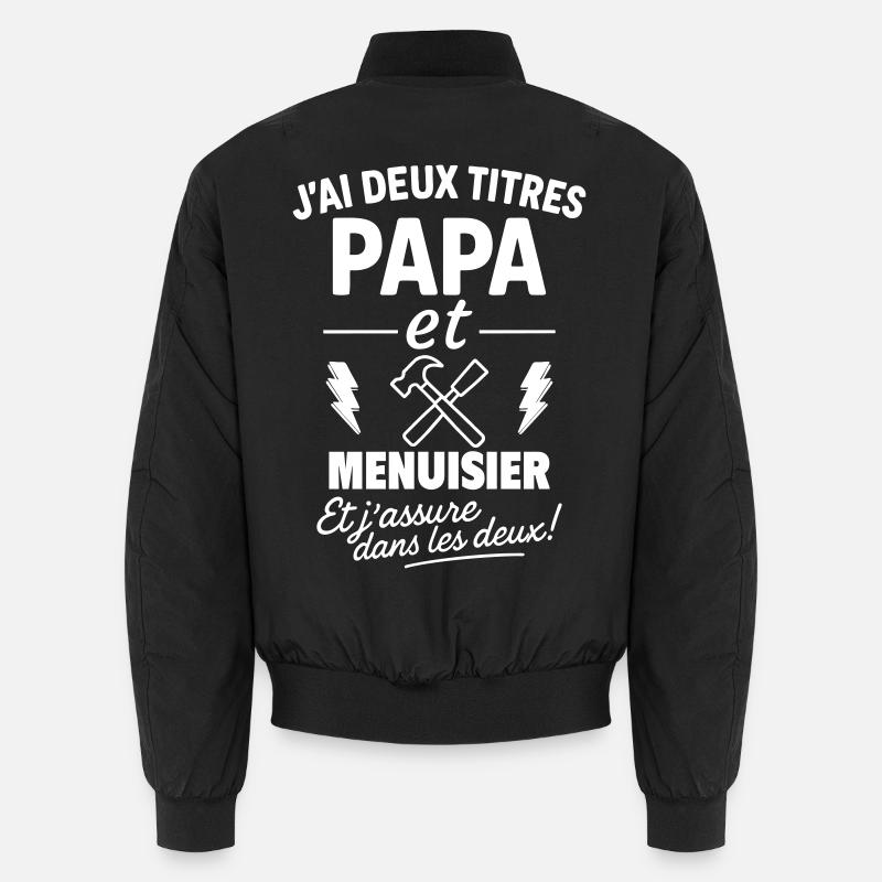 Papa Carpenter Father's Day Gift - Unisex Bomber Jacket - black