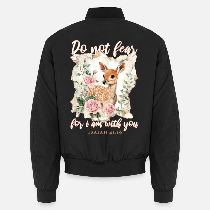 Deer Bible Verse Christian - Unisex Bomber Jacket - black