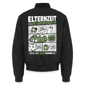 Elternzeit Mein Superpower-Up - Unisex Bomberjacke - Schwarz - Hinten - AI Model Male 185 light (185cm)