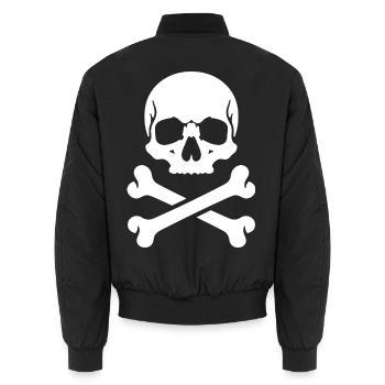 Estampe de pirate de crâne et os - Bomber unisexe - noir - Dos - AI Model Male 185 light (185cm)