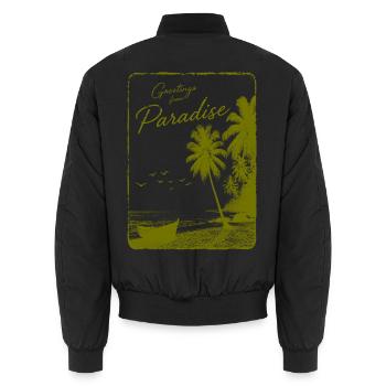 Grüße aus dem Paradies - Unisex Bomberjacke - Schwarz - Hinten - AI Model Male 185 light (185cm)