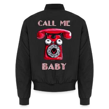 Retro Red Phone Call Me Baby - Unisex Bomberjacke - Schwarz - Hinten - AI Model Male 185 light (185cm)