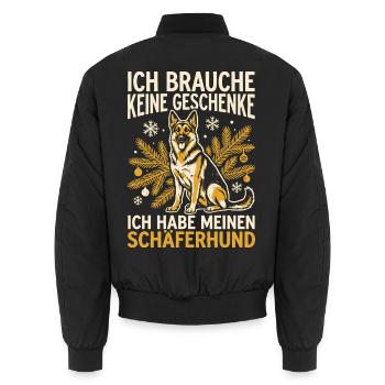 Ich brauche keinen Wecker - ich habe einen Dackel - Unisex Bomberjacke - Schwarz - Hinten - AI Model Male 185 light (185cm)