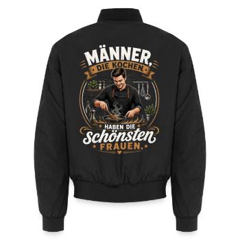 Männer kochen: Die schönsten Frauen - Unisex Bomberjacke - Schwarz - Hinten - AI Model Male 185 light (185cm)