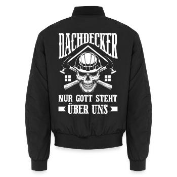 Dachdecker Spruch Lustig Handwerker Geschenk - Unisex Bomberjacke - Schwarz - Hinten - AI Model Male 185 light (185cm)