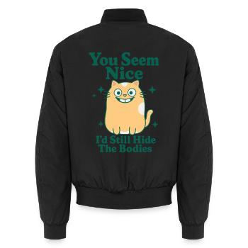  lustiges Katzen Motiv schwarzer Humor - Unisex Bomberjacke - Schwarz - Hinten - AI Model Male 185 light (185cm)