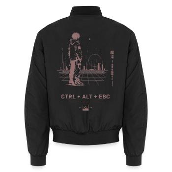 Ctrl Alt Esc: Retro City Walk - Unisex Bomberjacke - Schwarz - Hinten - AI Model Male 185 light (185cm)