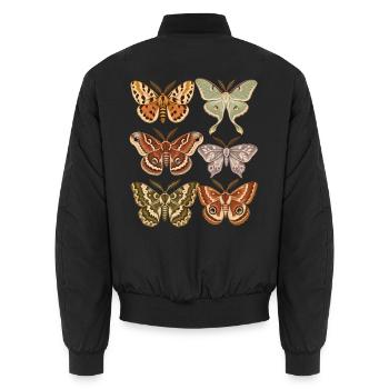 Bunte Nachtfalter Sammlung - Unisex Bomberjacke - Schwarz - Hinten - AI Model Male 185 light (185cm)