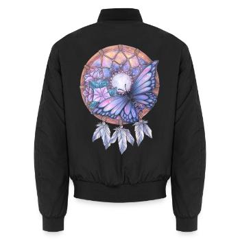 Traumfänger mit Schmetterling Galaxy Traum Kunst - Unisex Bomberjacke - Schwarz - Hinten - AI Model Male 185 light (185cm)