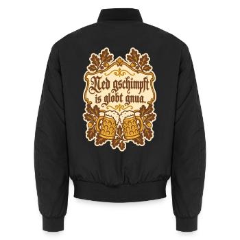 Ned gschimpft is globt gnua - Unisex Bomberjacke - Schwarz - Hinten - AI Model Male 185 light (185cm)