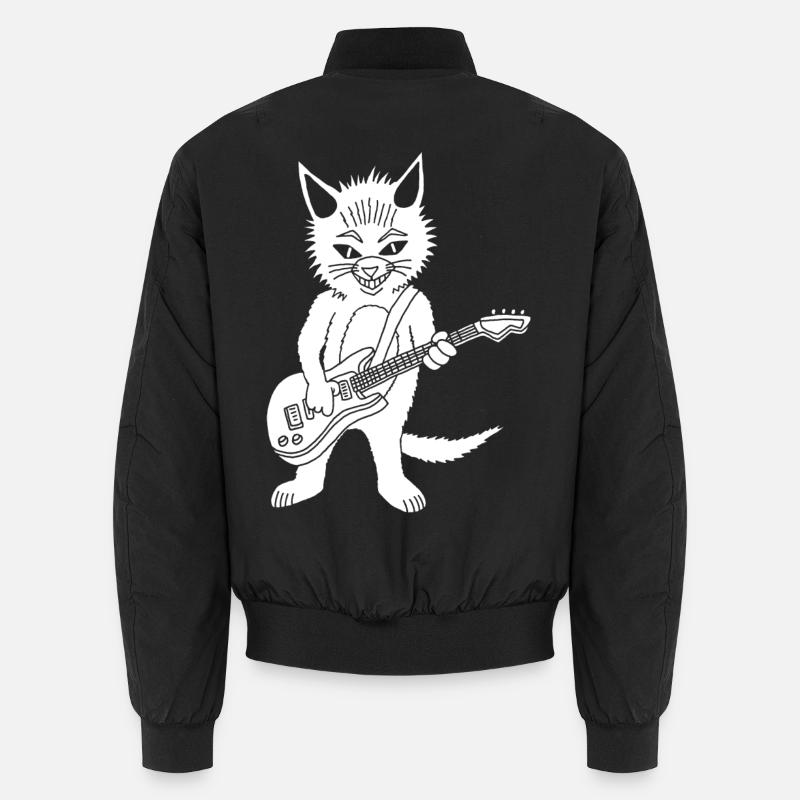 Chat blanc guitariste Bomber unisexe