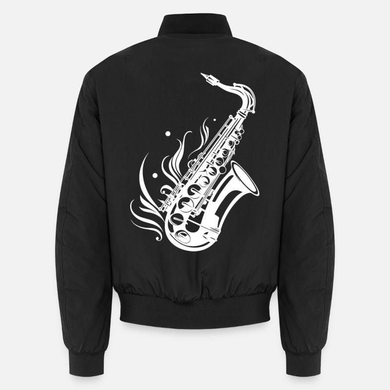 Saxophone Sketch - Unisex Bomber Jacket - black