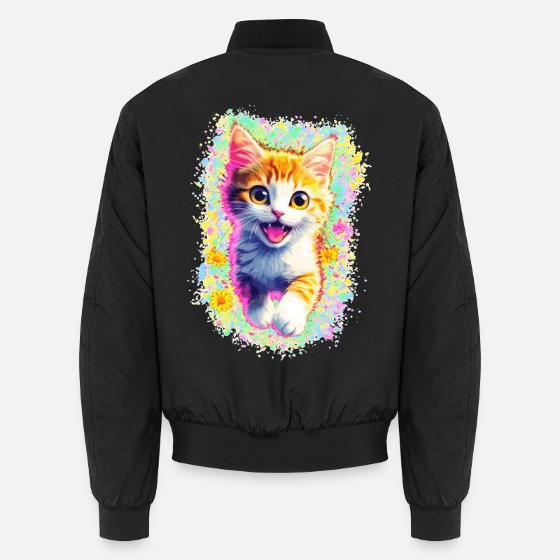 Glückliches Kätzchen 🌼🌸 - Unisex Bomberjacke - Schwarz