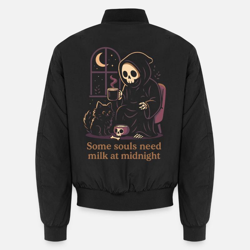Sensenmann Katze Milch Mitternacht Motiv - Unisex Bomberjacke - Schwarz