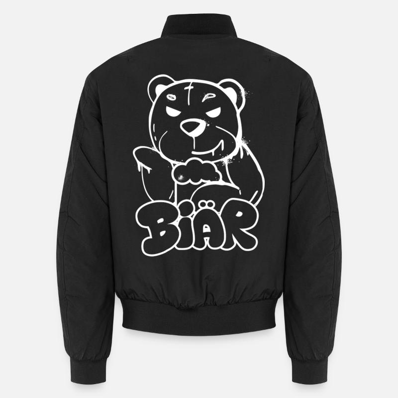 Komischer Bär mit Bierglas Unisex Bomberjacke