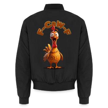 Dessin animé F-Can-F du Coq | Poulet, photos drôles - Bomber unisexe - noir - Dos - AI Model Male 185 light (185cm)