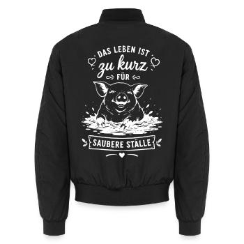 Zu kurz fürs Saubere Ställe - Unisex Bomberjacke - Schwarz - Hinten - AI Model Male 185 light (185cm)