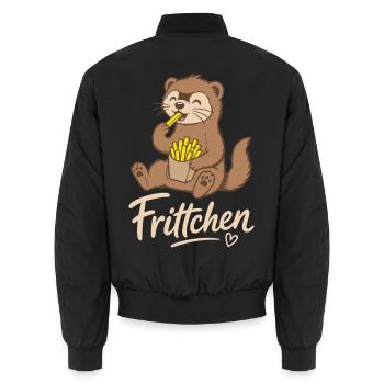 Frettchen Pommes Frittchen  - Unisex Bomberjacke - Schwarz - Hinten - AI Model Male 185 light (185cm)