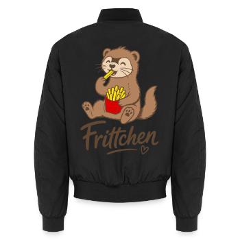 Frittchen Frettchen Pommes Frites Fritten - Unisex Bomberjacke - Schwarz - Hinten - AI Model Male 185 light (185cm)