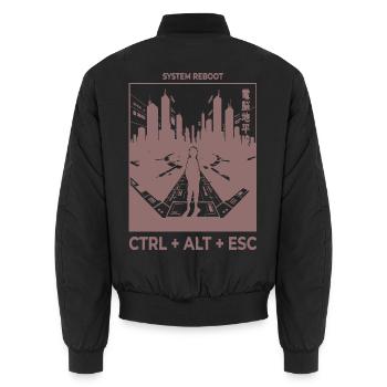 System Reboot Skyline - Unisex Bomberjacke - Schwarz - Hinten - AI Model Male 185 light (185cm)