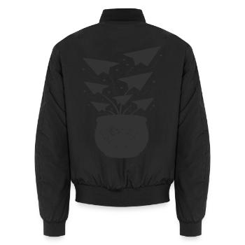 Papierflieger aus Topf - Unisex Bomberjacke - Schwarz - Hinten - AI Model Male 185 light (185cm)