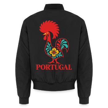 Portugiesischer Barcelos-Hahn Portugiesische Volkskunst - Unisex Bomberjacke - Schwarz - Hinten - AI Model Male 185 light (185cm)