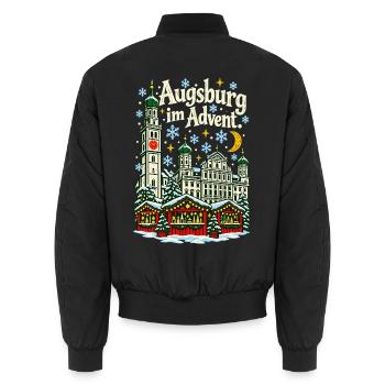 Augsburg im Advent Perlachturm - Unisex Bomberjacke - Schwarz - Hinten - AI Model Male 185 light (185cm)